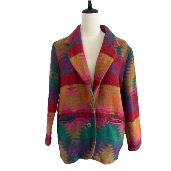 Vintage Intriguing Threads Aztec Southwestern Blazer Jacket Women PM Made In USA - Picture 1 of 9